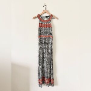 THML Jameson Embroidered Sleeveless Maxi Dress in Black White Abstract Print XS